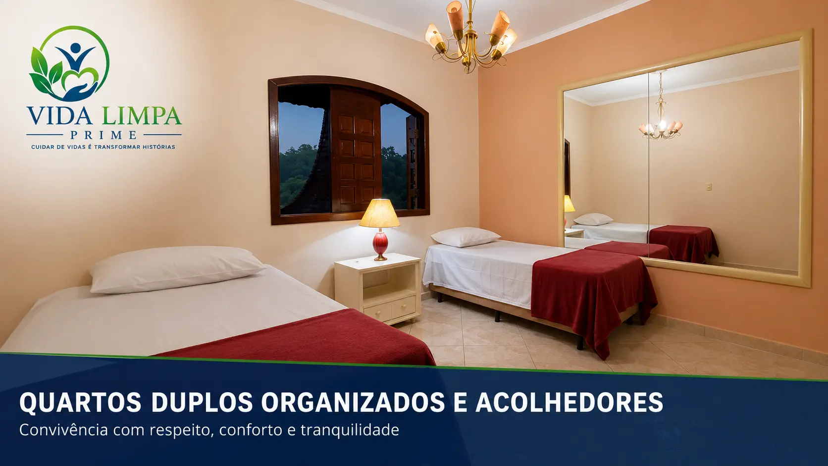 Quartos duplos organizados e acolhedores